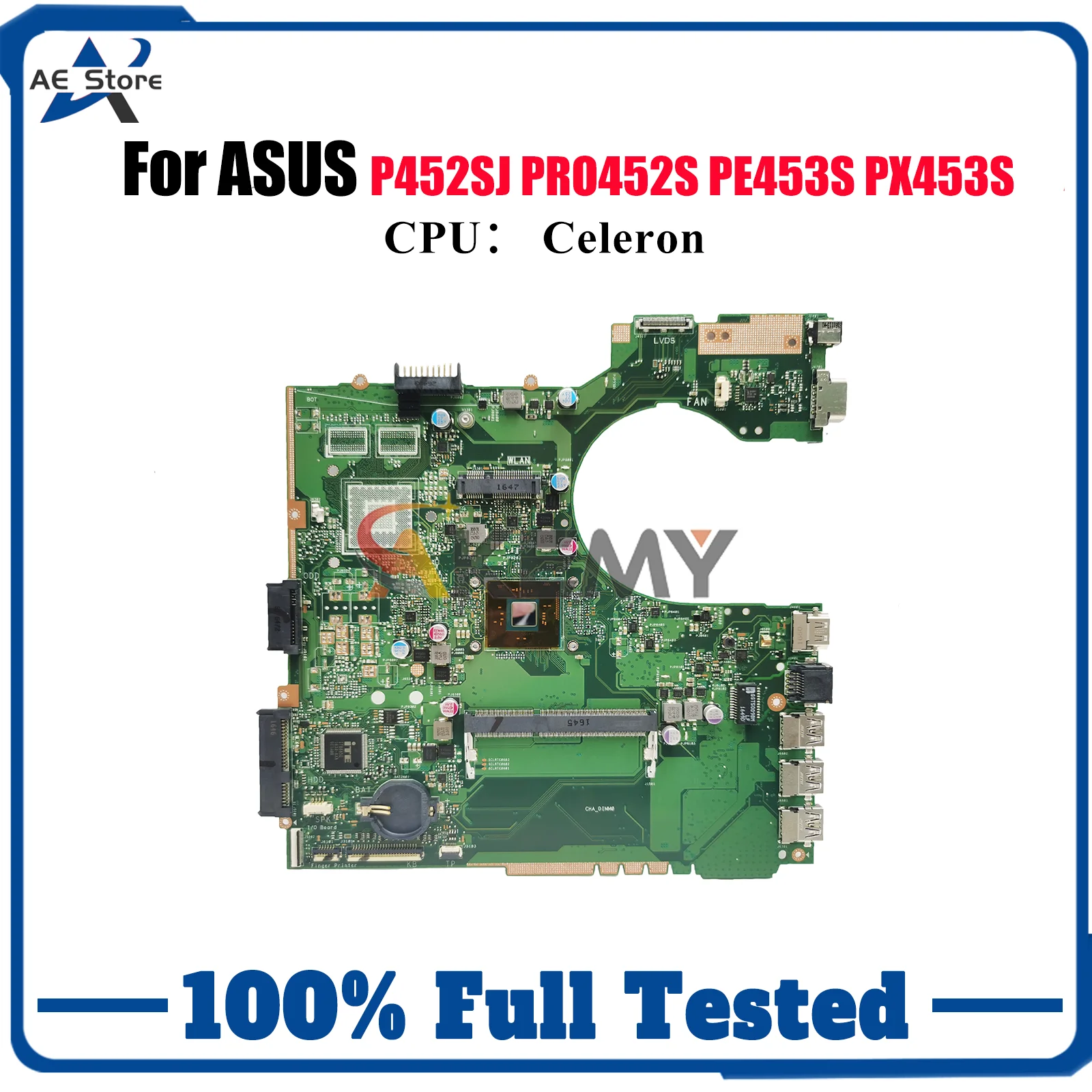 

P452SA Laptop Motherboard For ASUS PRO452S PE453S P452S P452SA PX453S P452SJ Notebook Mainboard With Celeron CPU 108% tests OK