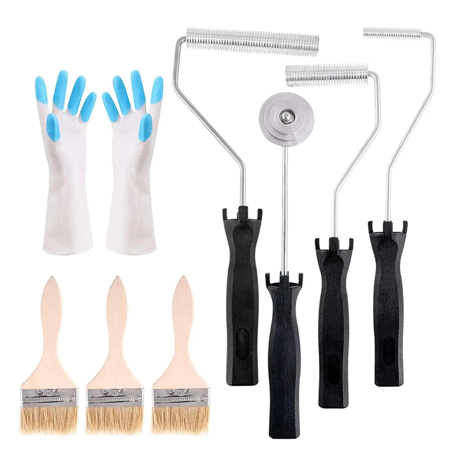 4Pcs Fiberglass Roller Detail Brushes with 1 Pair Kit, Fiberglass Bubble