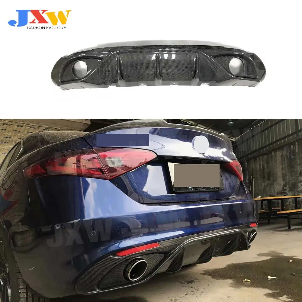 Carbon Fiber/PP Rear Lip Diffuser Spoiler With Exhaust Tips For Alfa Romeo Giulia Standard 2016-2018 Style Sport Rear Diffuser