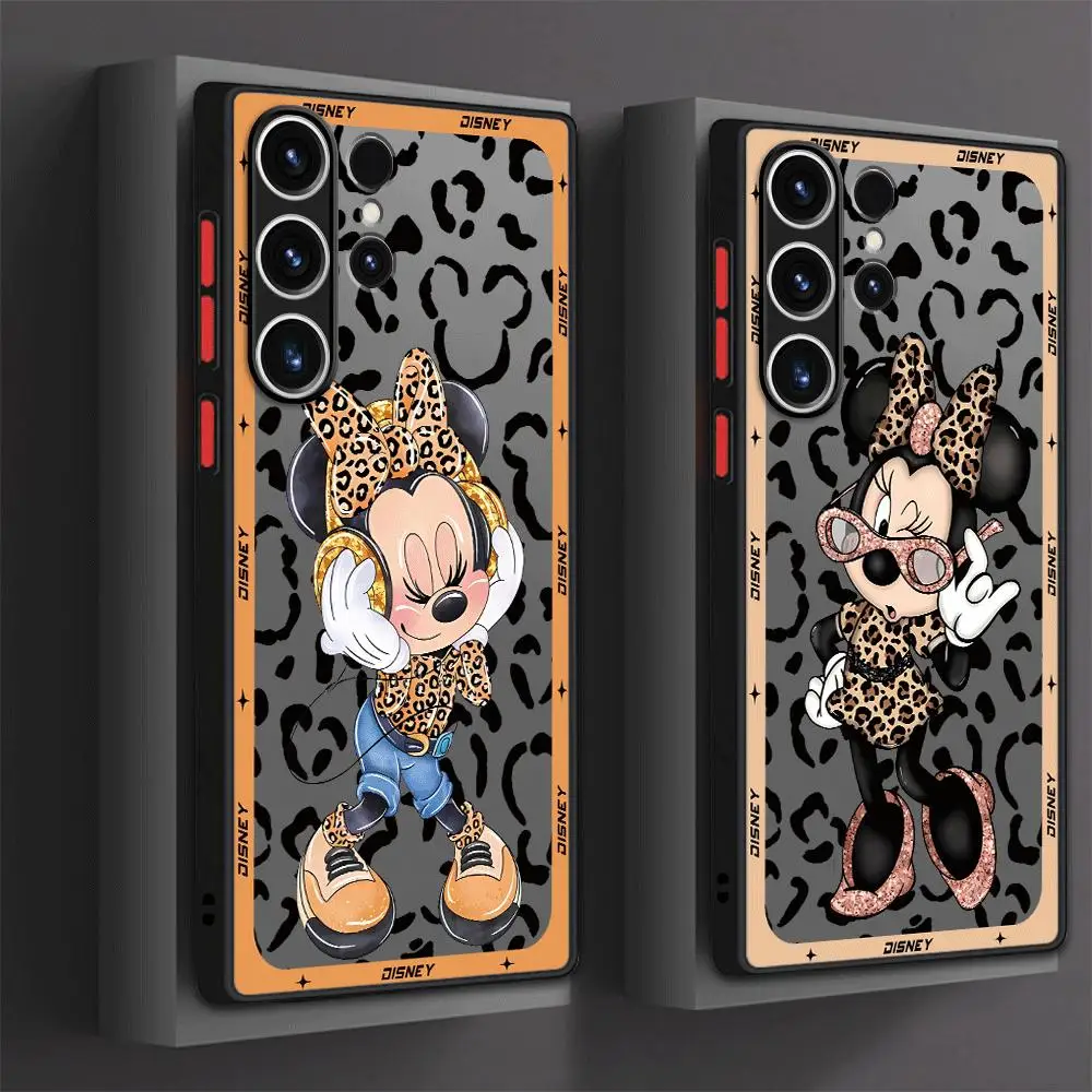 Disney Minnie Leopard Phone Case for Samsung Galaxy S22 Plus S24 Ultra S23 Ultra S21 S20 FE S10 Lite S9 Armor Cover