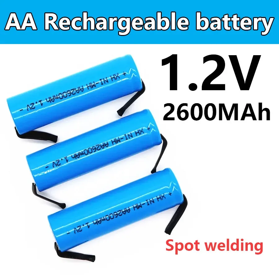 

AA Rechargeable Battery 1.2V 2600mah AA NiMH Battery with Solder Pins for DIY Electric Razor toothbrush Toys