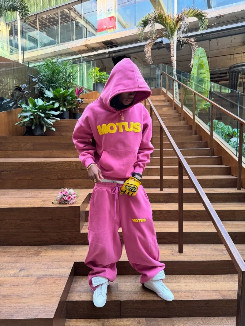 

Новый американский уличный тренд: худи в стиле хип-хоп, свободный ретро-костюм розового цвета для мужчин, повседневные оверсайз-спортивные брюки в стиле Harajuku Punk для женщин