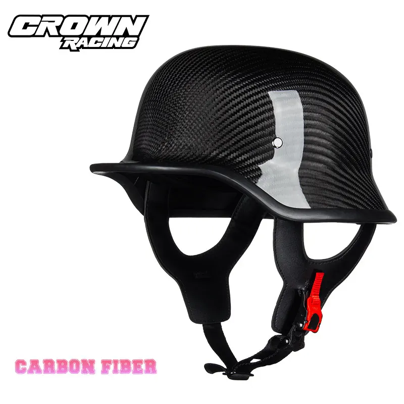 Carbon Fiber Helmet Retro Men's Motorcycle Helmet Man Half Helmet Summer Vintage Half Helmet