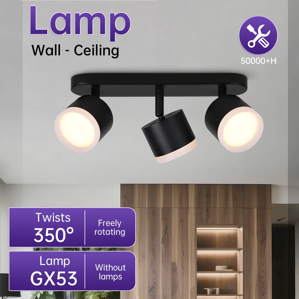 

GX53 Track Light Modern 3 Color Led Ceiling Light Replaceable Bulb Spot Lamp for Living Room Bedroom Kitchen Light Chandelier