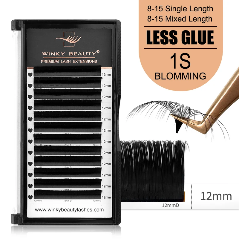 winky beauty Natural Soft Blomming Lashes Easy Fan Eyelash Extensions Mega Volume Fans 8-15mm Eyelashes Supplies for Eye Beauty