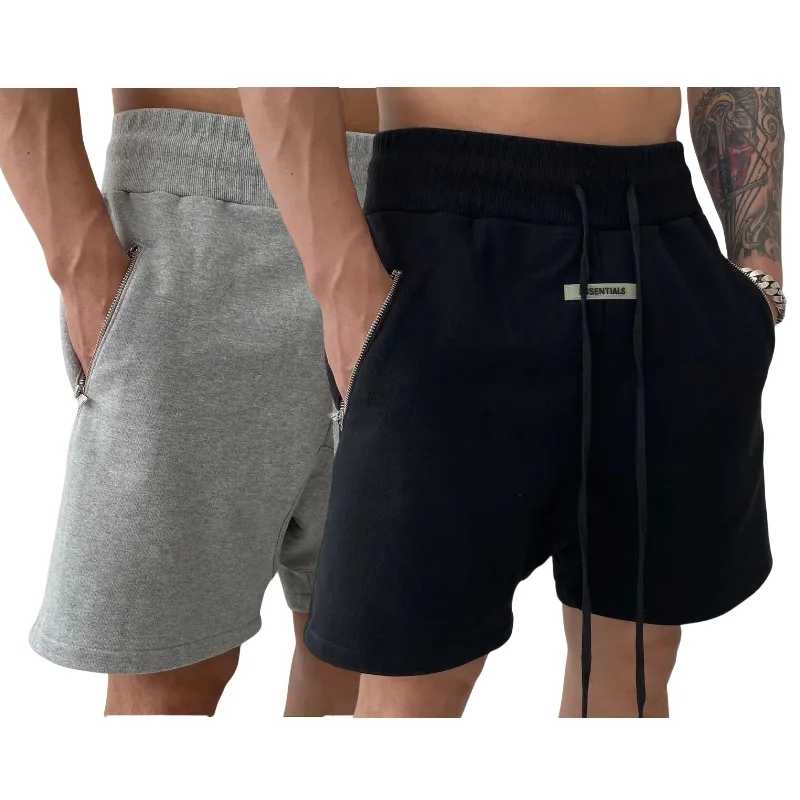 

2024 new Summer Fashion Sports and fitness Breeches Sweatshorts Male Sports Loose zippered pocket Breathable Shorts Pants men's