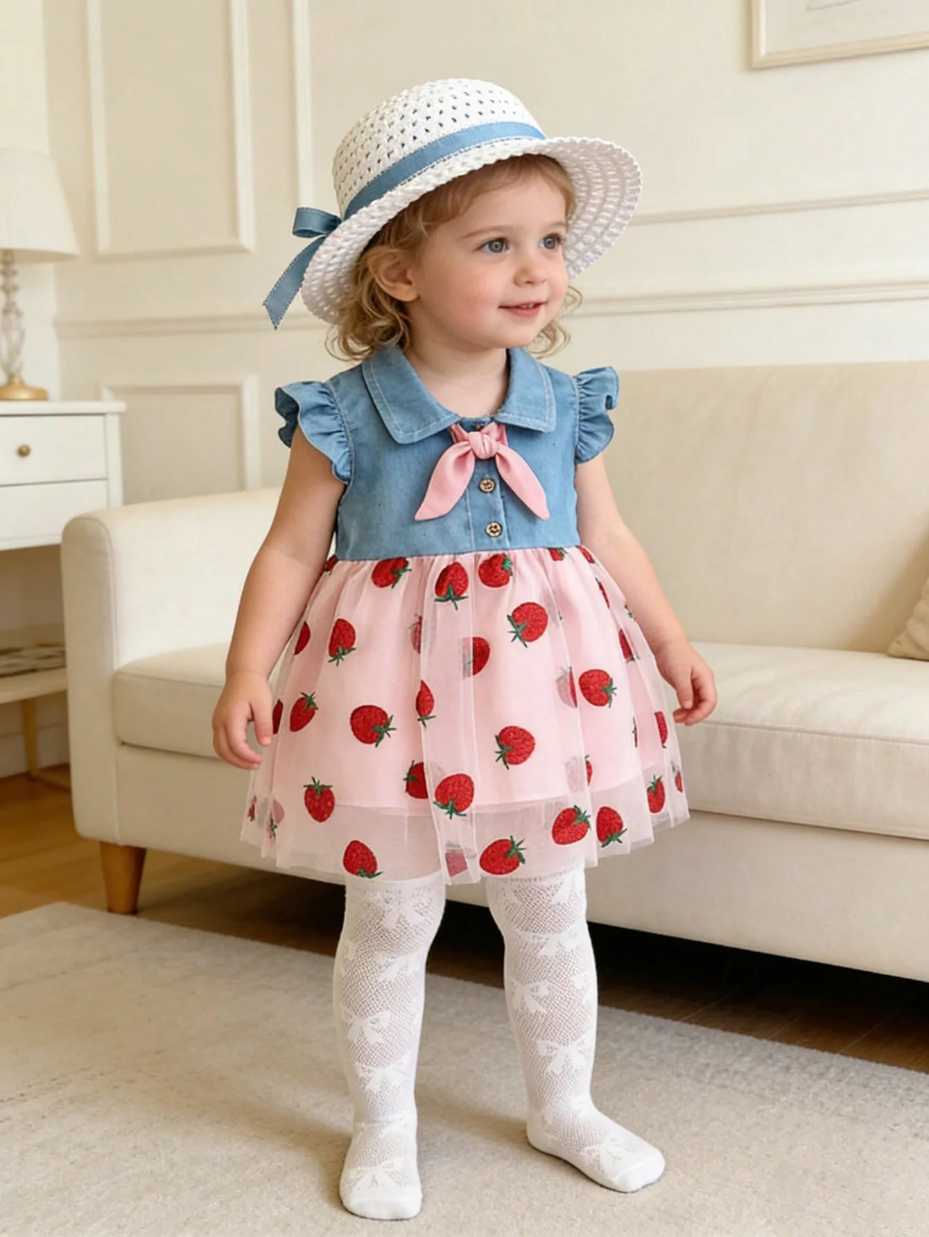 3/1 Pcs Girls White Bow Print Tights Cotton Mesh Breathable Summer Sheer Pantyhose Princess Leggings Kids Toddler Soft Stockings view 6