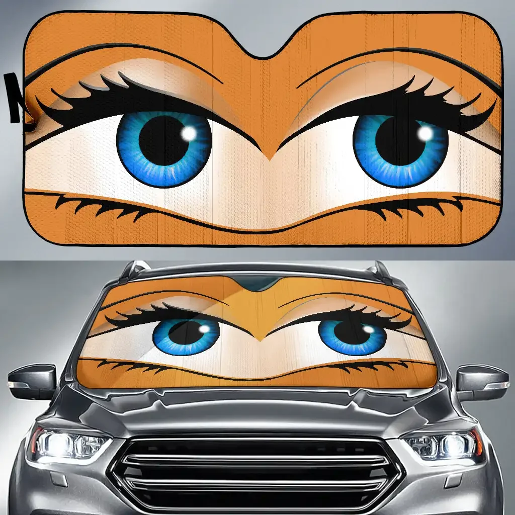 Funny Cute Anime Lady Cartoon Girly Orange Car Auto Sunshades