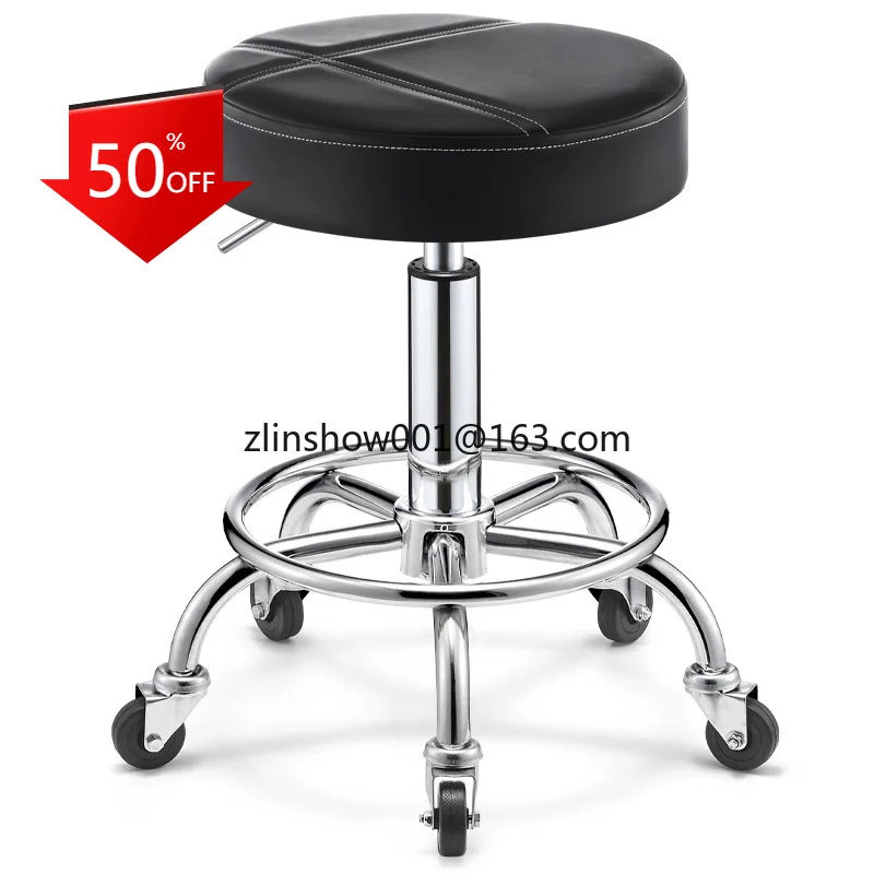 

Professional Swivel Barbers Chairs Wheels Portable Rolling Hairdressing Stool Rotating Coiffeur Stuhl Salon Furniture MQ50BC