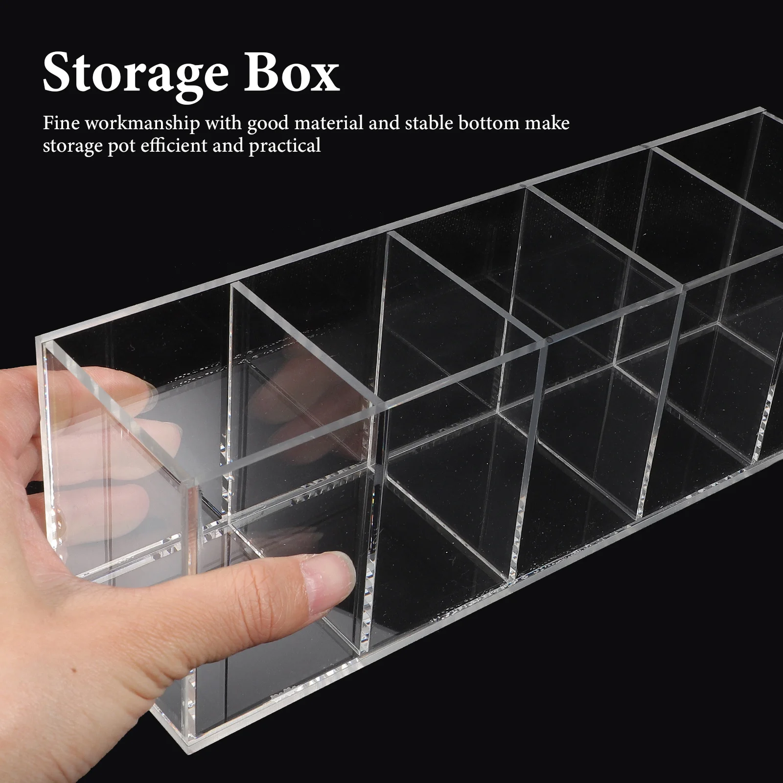

Acrylic Pen Holder Clear Storage Box Multipurpose Desktop Organizer Lightweight Smooth Surface for Office Home