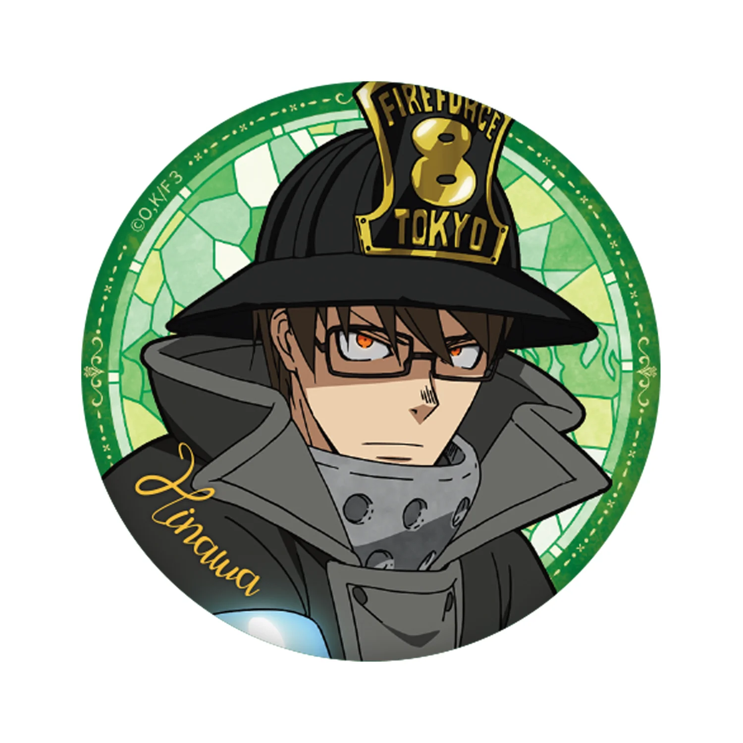 58 مللي متر أنيمي قوة النار شينرا كوساكابي آرثر بويل أكيراتو أوبي تأثيري حلي شارة دبوس SPTE صفيح بروش الدعامة عيد الميلاد جيلف