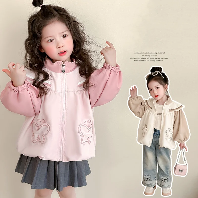 

Kids Windbreaker Spring Autumn Trench Coat Ages 2-9Y Girl Casual Fashion Coat Tween Classical Outwear Child Korean Style Jacket