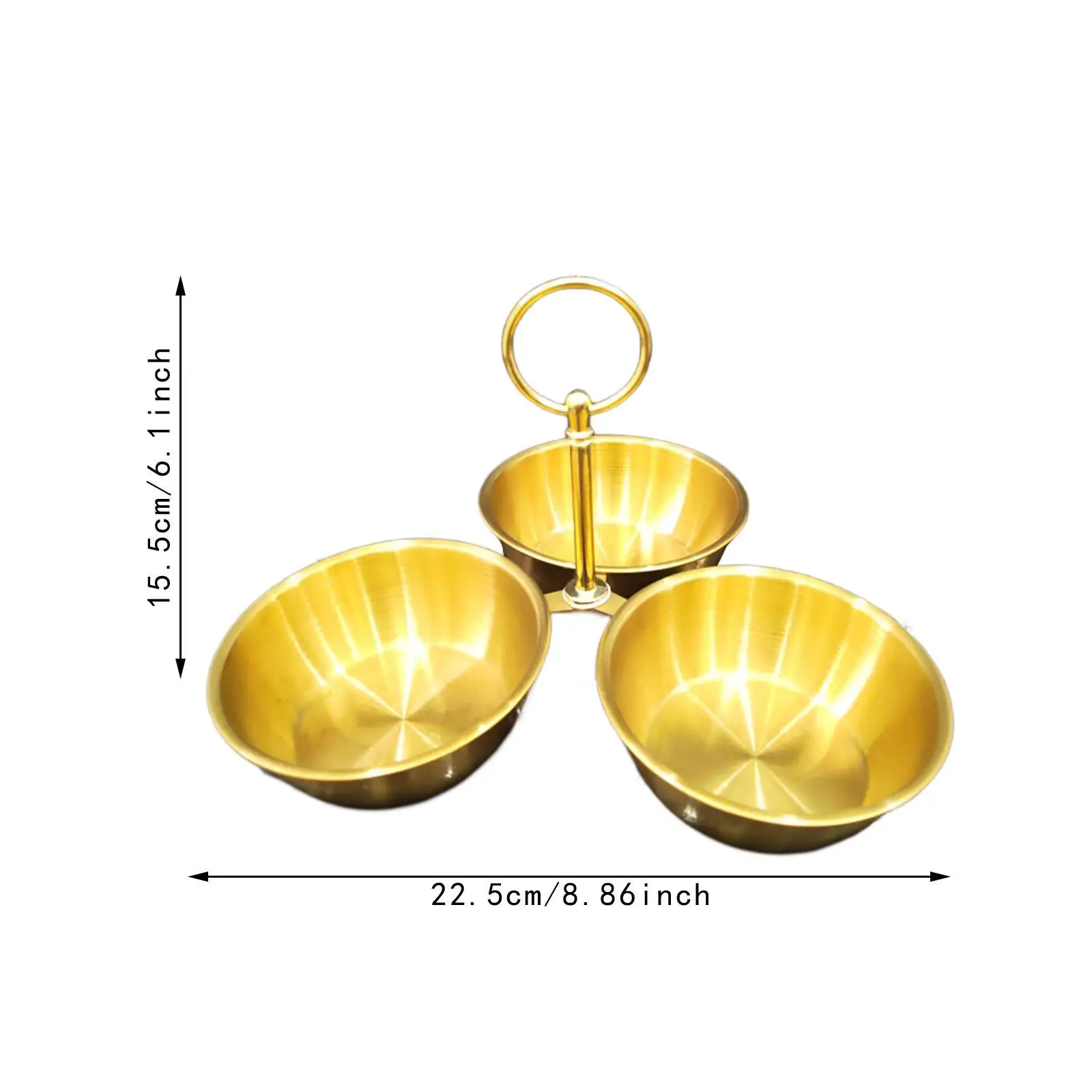 Snack Serving Bowl Serving Dishes Condiment Server Stainless Steel 3 Compartment for Candy Appetizer Dips Sauce Condiments