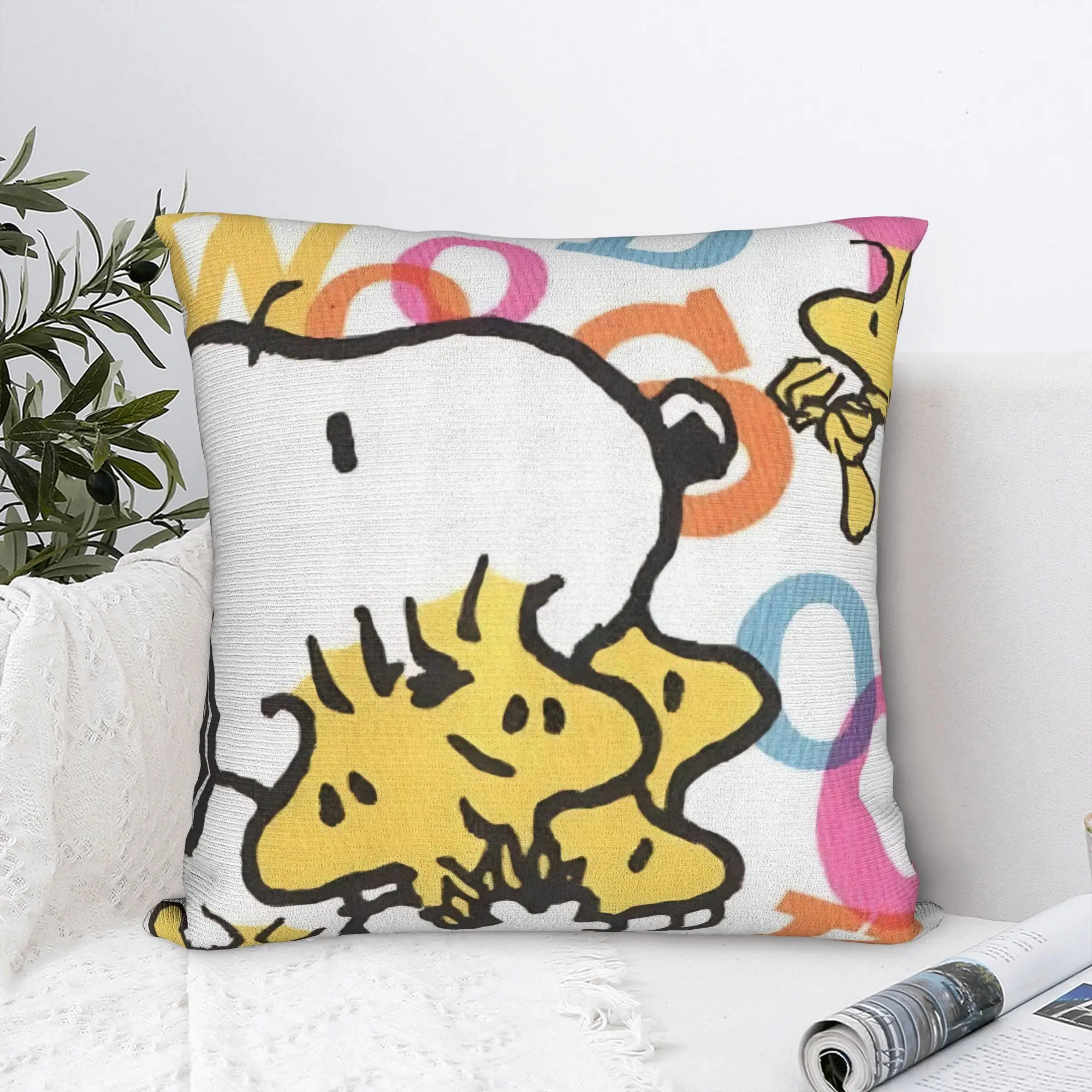 Cute S-Snoopys Woodstocks Square Pillow Case  Cushion Cover Awesome Zipper Decor Pillowcover for Bed 45x45cm