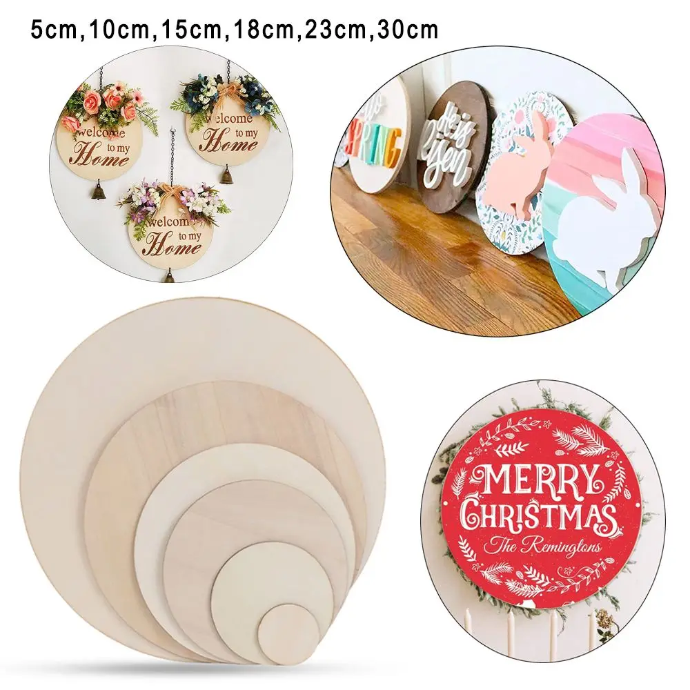 3/5/10pcs New Craft Wedding Decor Party Supplies Wooden Tags DIY Writing Wood Circles Ornament Blank Plaque Round Wood Pieces