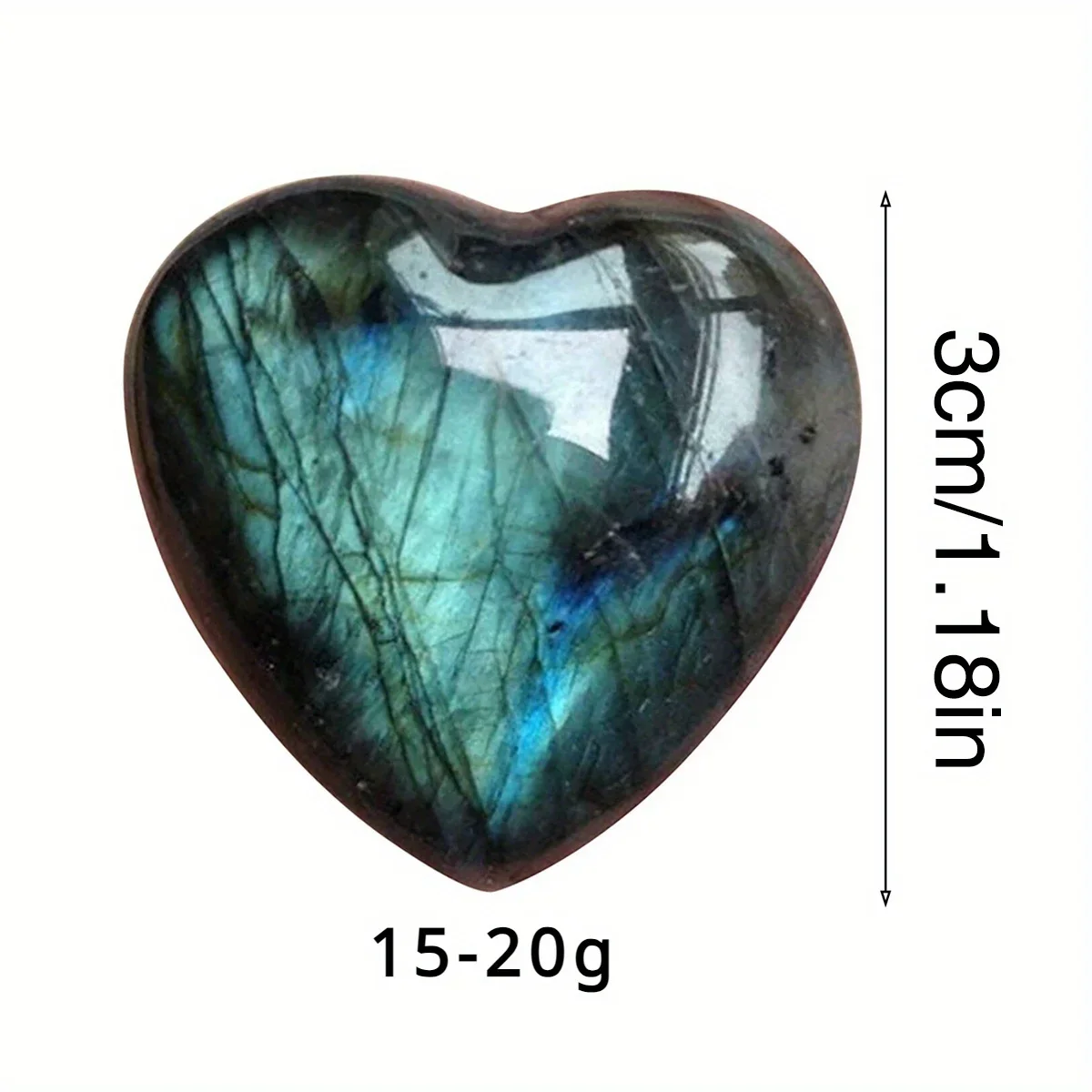 Natural Gorgeous Labradorite Heart Shape Gemstone - Unique Cabochon Cut, High Shine Smooth Polish Pocket Palm Stone