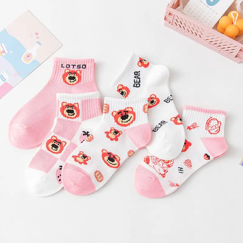 

5 Pairs of High-Quality Losto Socks Kawaii Stockings Soft Cotton Short Sports Socks Comfortable Children Socks Girls Gifts