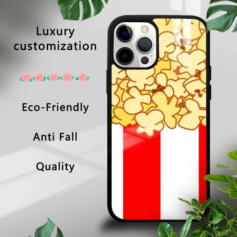 

Funny Popcorn Cute Phone Case For iPhone 16 15 14 13 12 11 Pro Xs Max Mini Plus Celulares Hard Funda