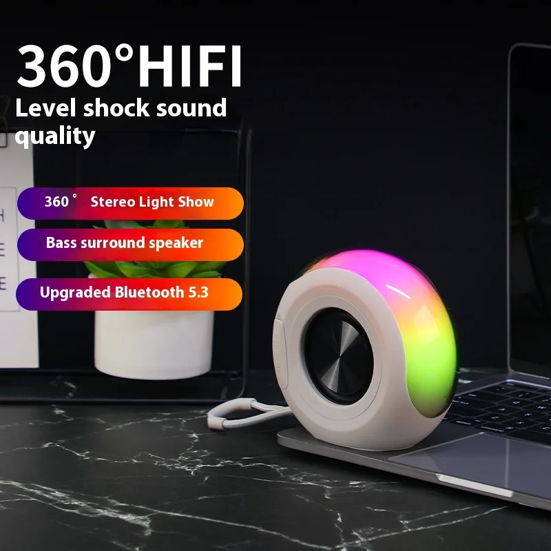 Bs05 alto-falante bluetooth mini subwoofer de luz ambiente ao ar livre bluetooth pequeno alto-falante sono música iluminação rgb