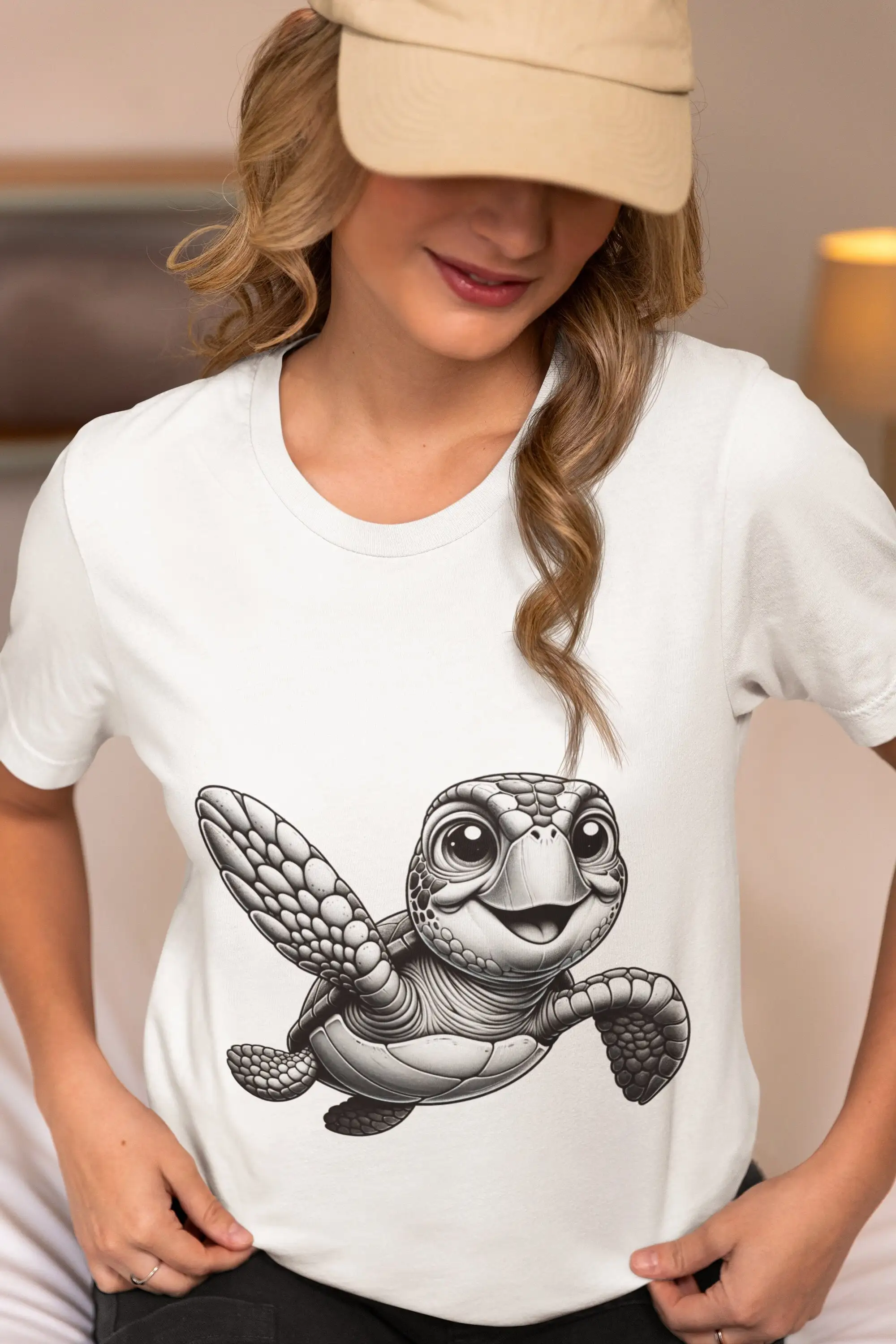 Friendly Sea Turtle T Shirt Detailed Monochrome Aquatic Print Ocean Lover Casual Top Unique Animal ArT Idea