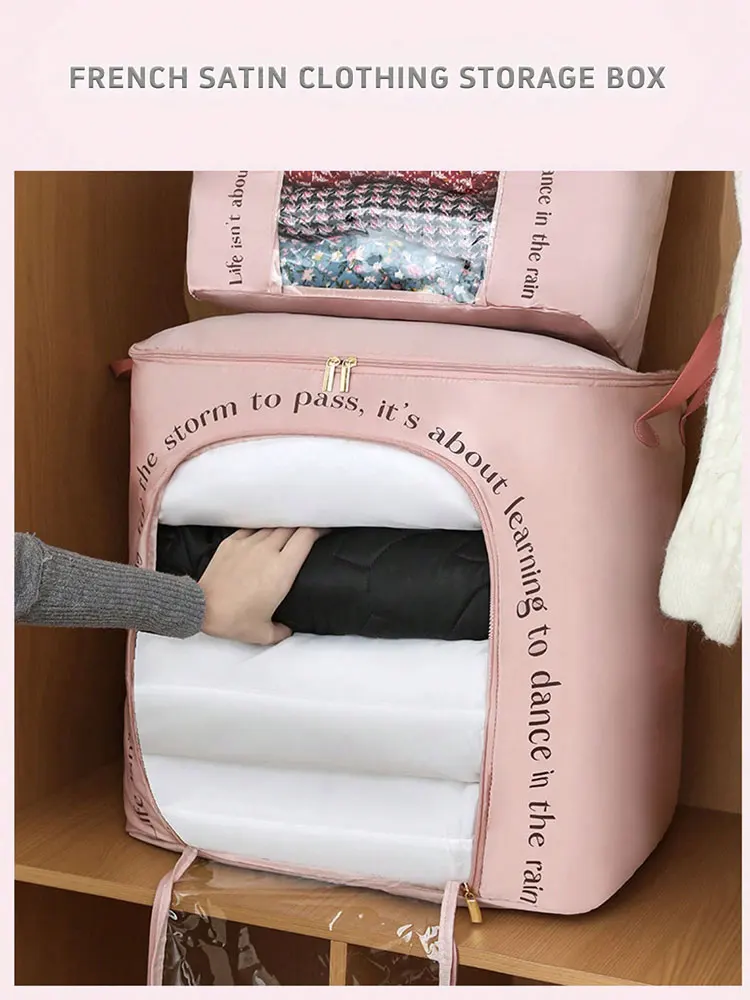 قطعة واحدة من حقيبة تخزين الملابس الشفافة للخريف والشتاء، وخزانة ملابس منزلية، وسترة سفلية مقاومة للغبار #2
