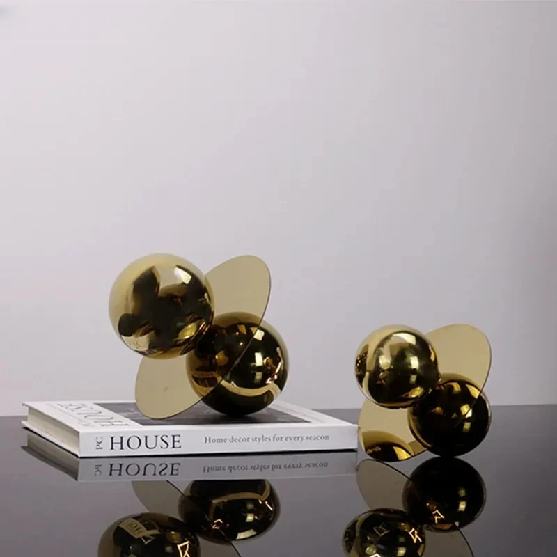 Stainless Steel Golden Ball Abstract Crafts Desk Decoration Sphericity Geometric Artwork Ornaments Room Aesthetics Decor