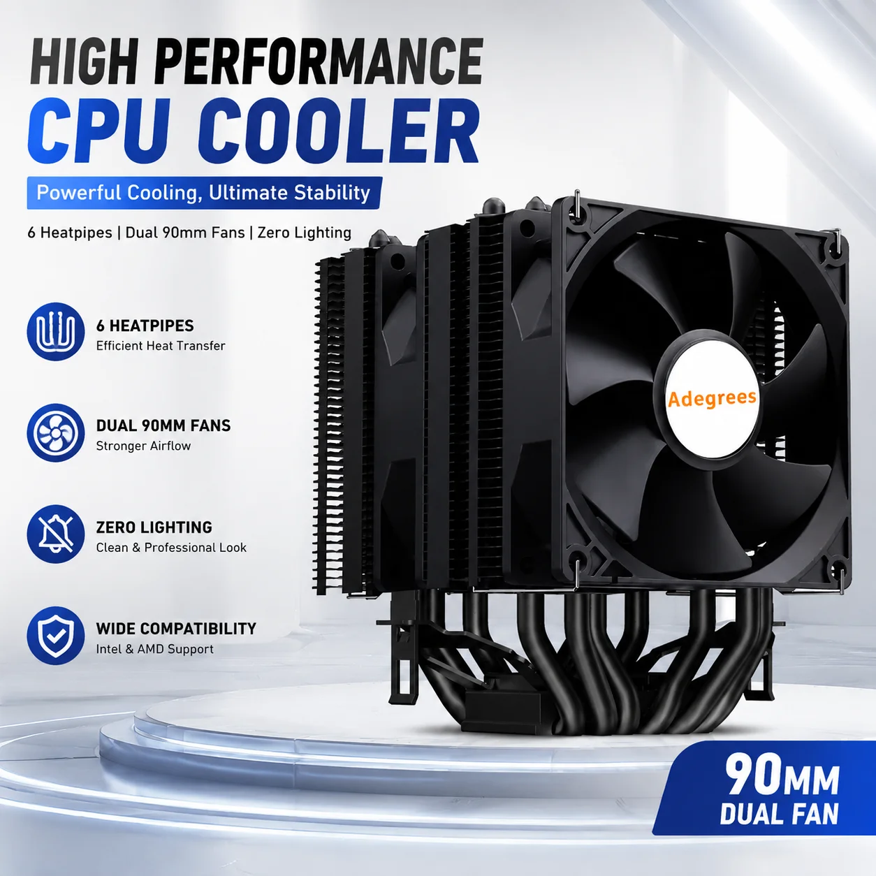 6 Heat Pipe Dual Fan CPU Air Cooler CPU Air‑Cooling Radiator For LGA1700 1200 115X 2011 1366 X79 X99 AMD AM4 AM5 CPU Ventilador