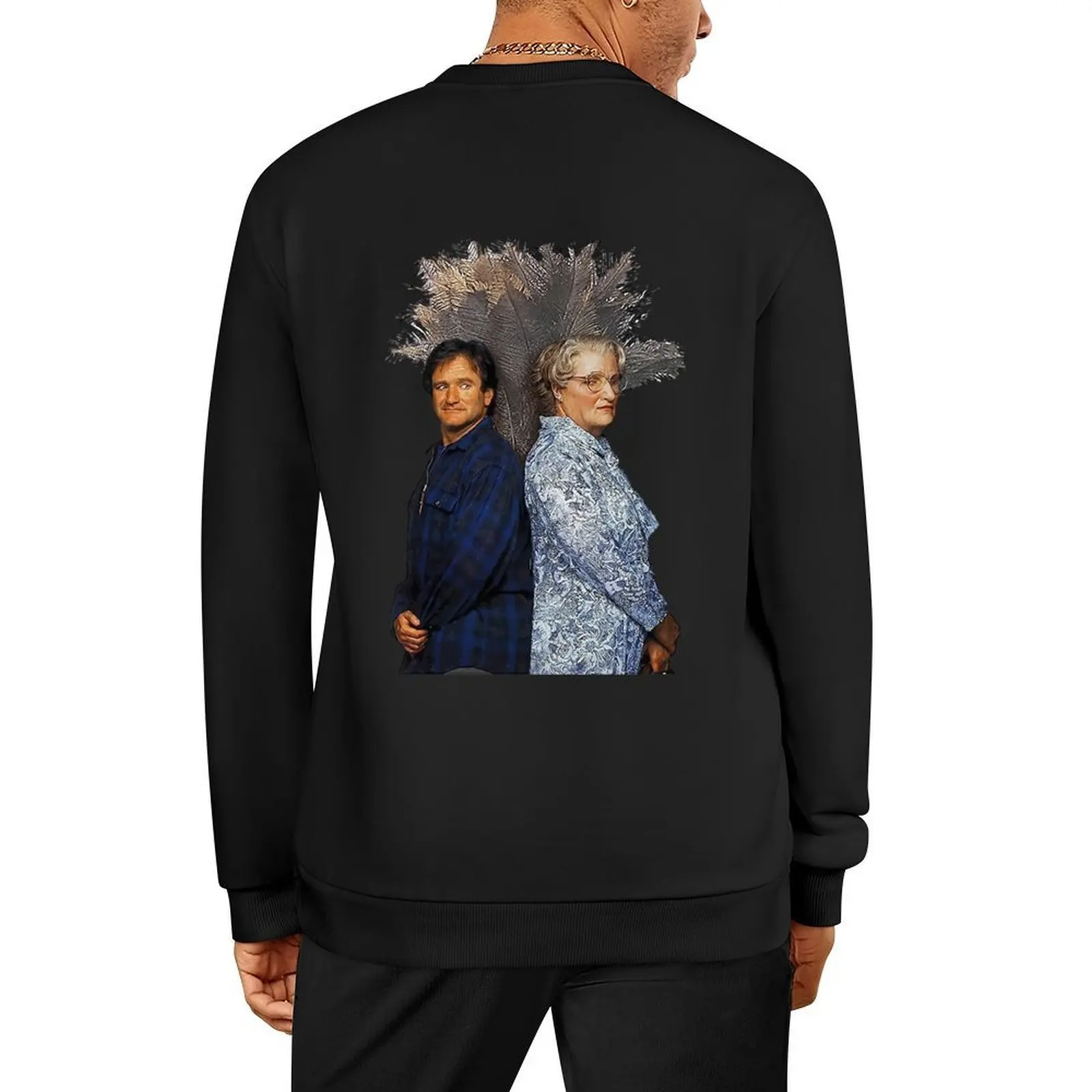 

Robin Williams Mrs Doubtfire Funny Poster Pullover men's autumn clothes anime clothing clothes for men pullover