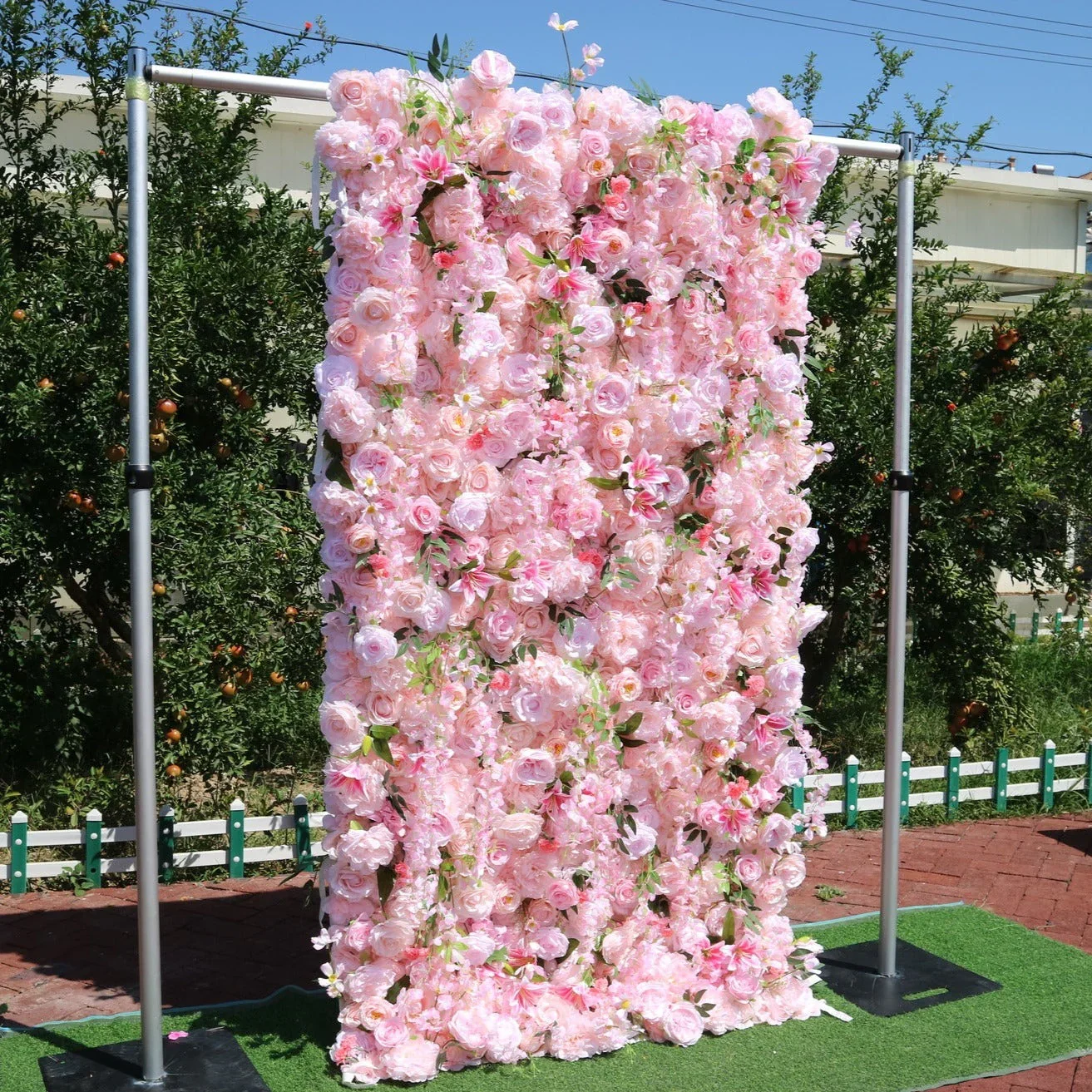 Royal Series 3D Pink Rose Flower wall artificial Rose hydrangea lily flower wall outdoor wedding Decoration background decor