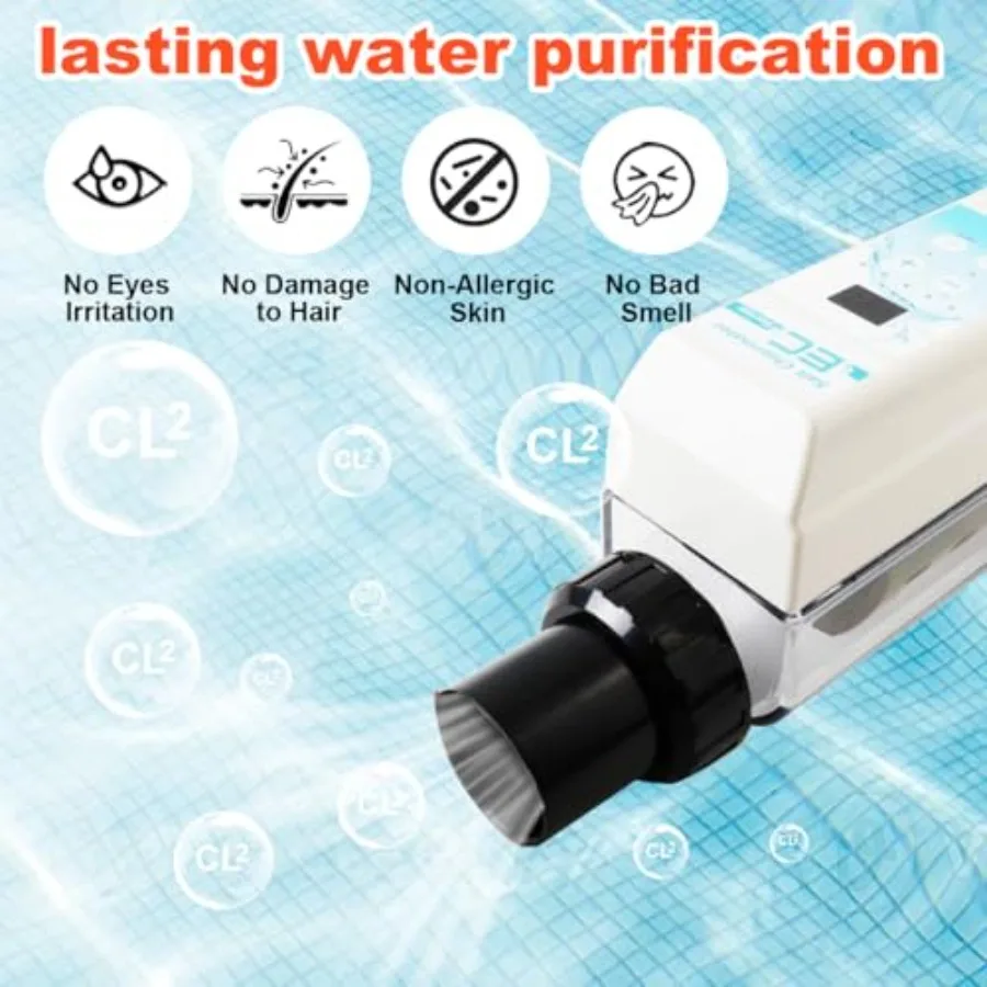 نظام مولد كلور الملح EC12 لحمامات السباحة الداخلية حتى 15000 جالونًا نظام كلورة حمام سباحة المياه المالحة الأوتوماتيكي الذكي مع