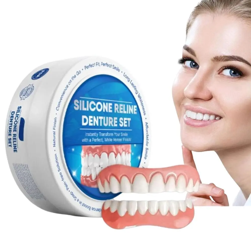 Kit de relinação de dentadura de silicone macio seguro e durável kit de relina de silicone instantâneo reutilizável e portátil dentes instantâneos