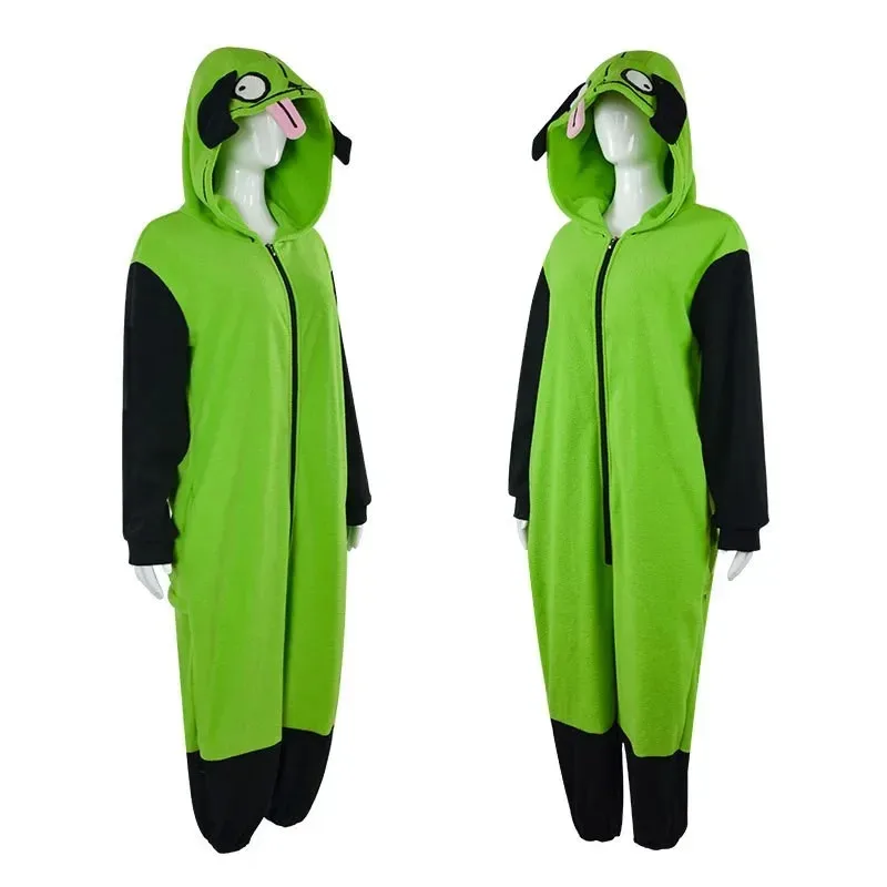 

Pyjamas Inspired Kigurumi Green Invader ZIM Hoodie Hat Jumpsuit Nightgown Alien Cosplay Suit Invader ZIM Cosplay Costume Dress