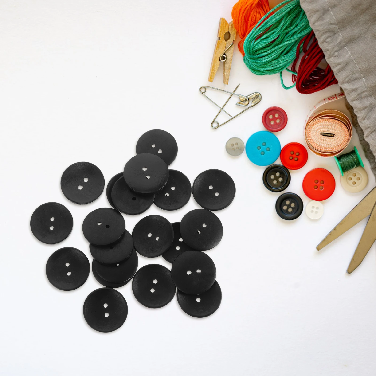 

20 Pcs Round Wood Buttons Craft Supplies Flat Sewing Shirt DIY Projects Vintage Decorative Clothes Handmade Accessories