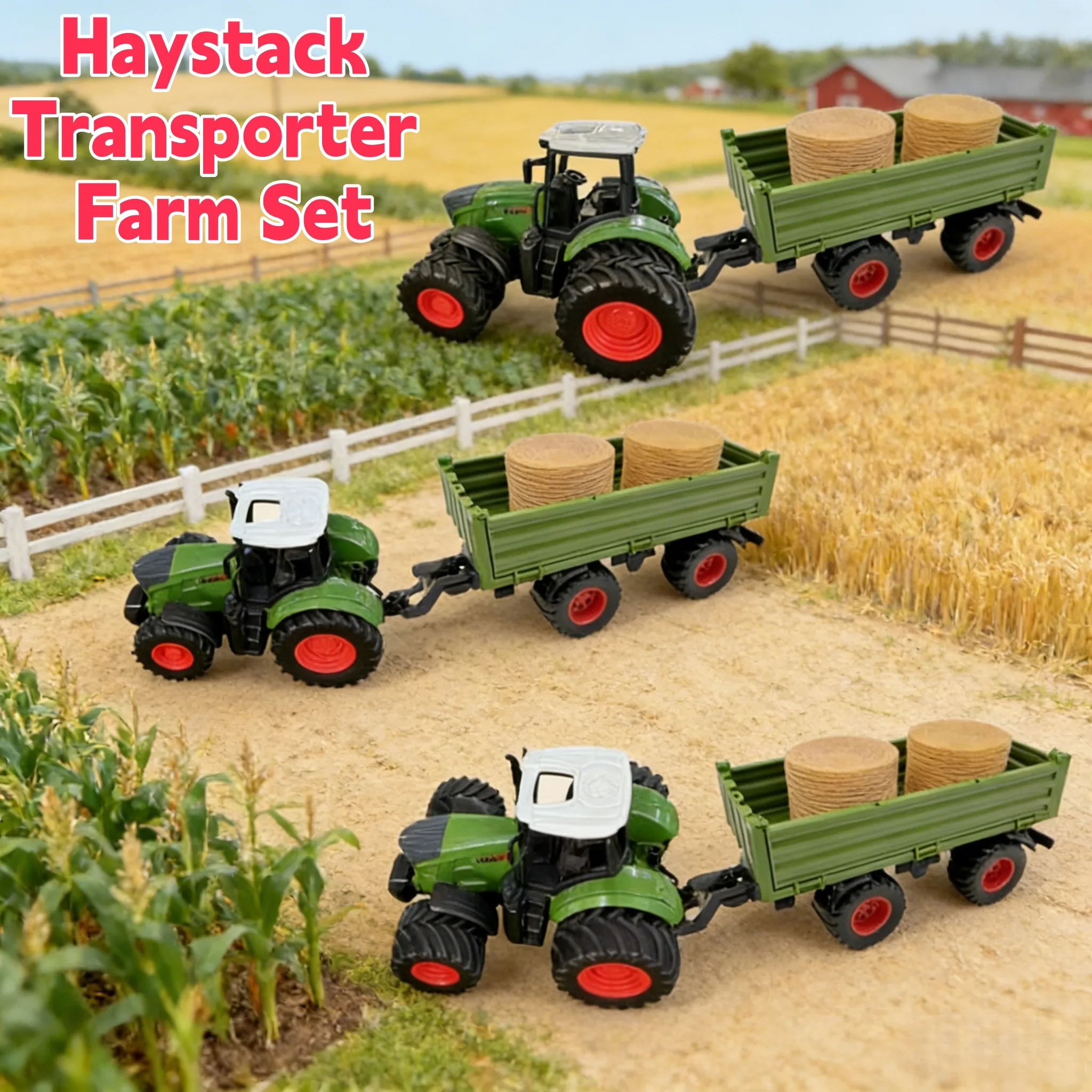 

Набор для фермерских игр: Транспортные средства для перевозки сена (три вида) – развивающая игрушка для детей, для ролевых игр