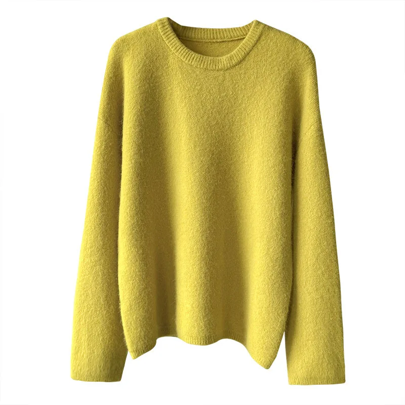 UMI MAO Top Femme Autunno Inverno Nuovo Morbido Soffice Latte Fufu Maglione di Pelliccia di Coniglio Per Le Donne Allentato Stile Pigro Top Lavorato A Maglia