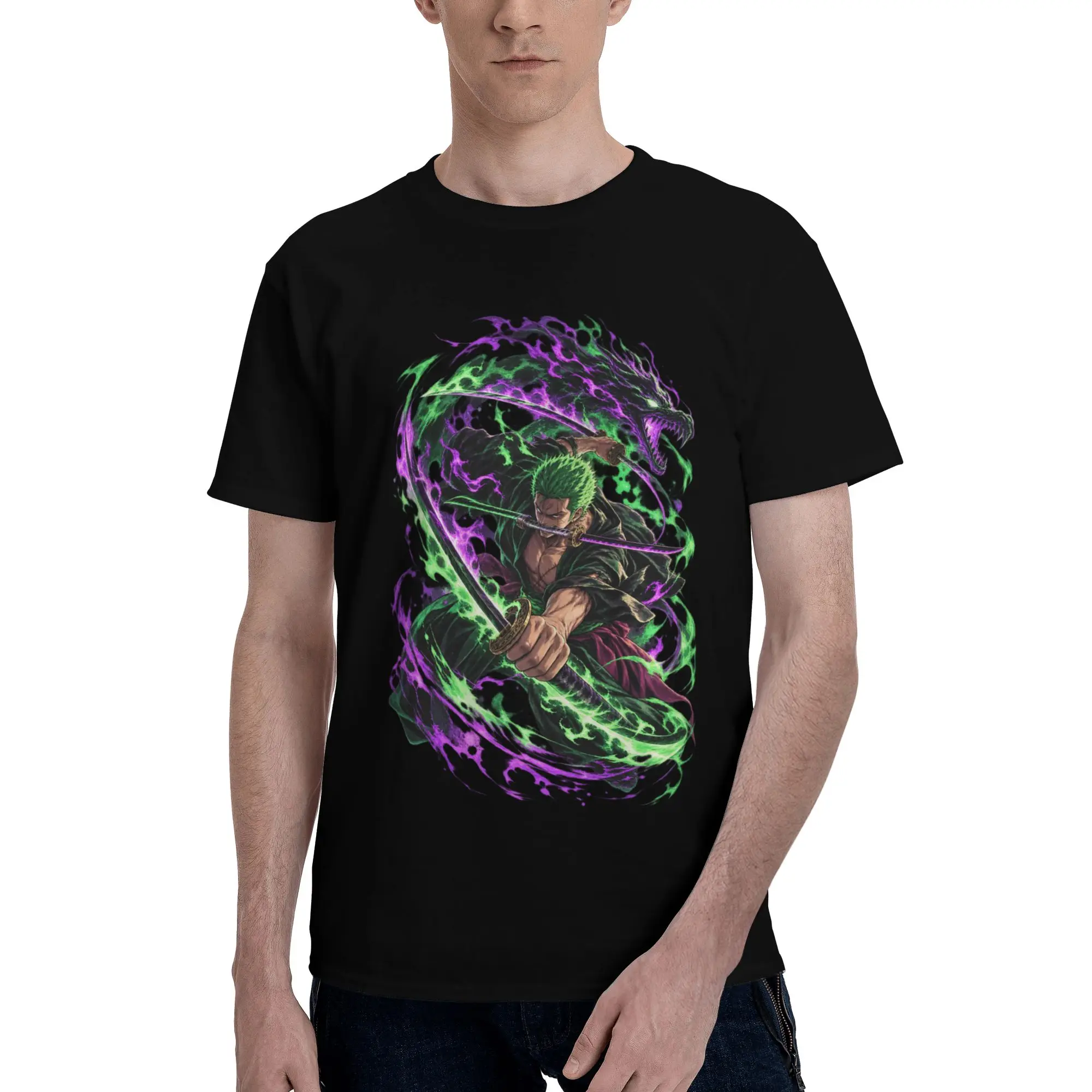 Roronoa Zoro Men T-Shirt Clothes One Pieces Hipster Tee Shirt Short Sleeve fugees 100% Cotton