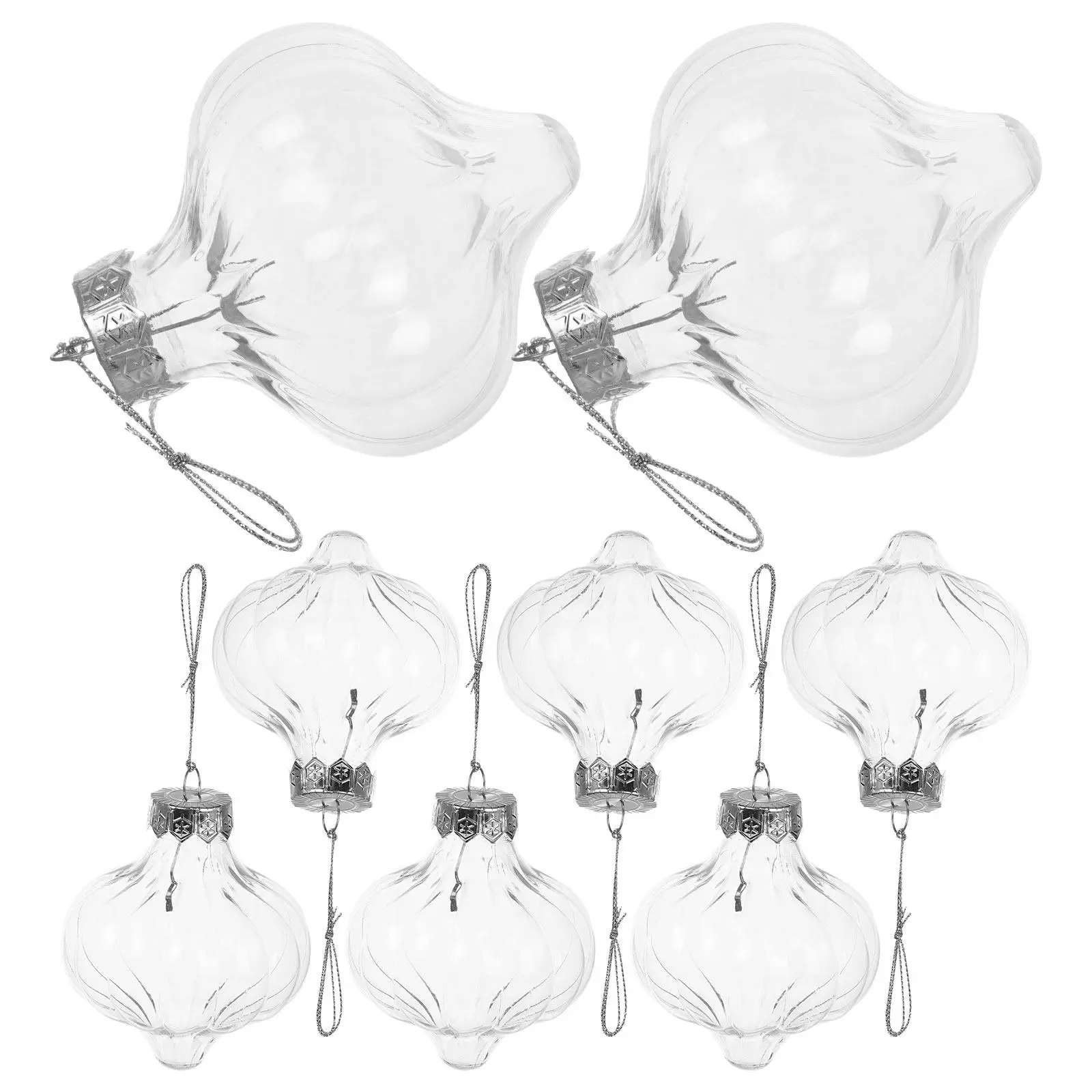 8Pcs Clear Onion Christmas Ball Decorations Transparent Fillable Plastic Ornaments Holiday Tree Hanging Baubles Crafts