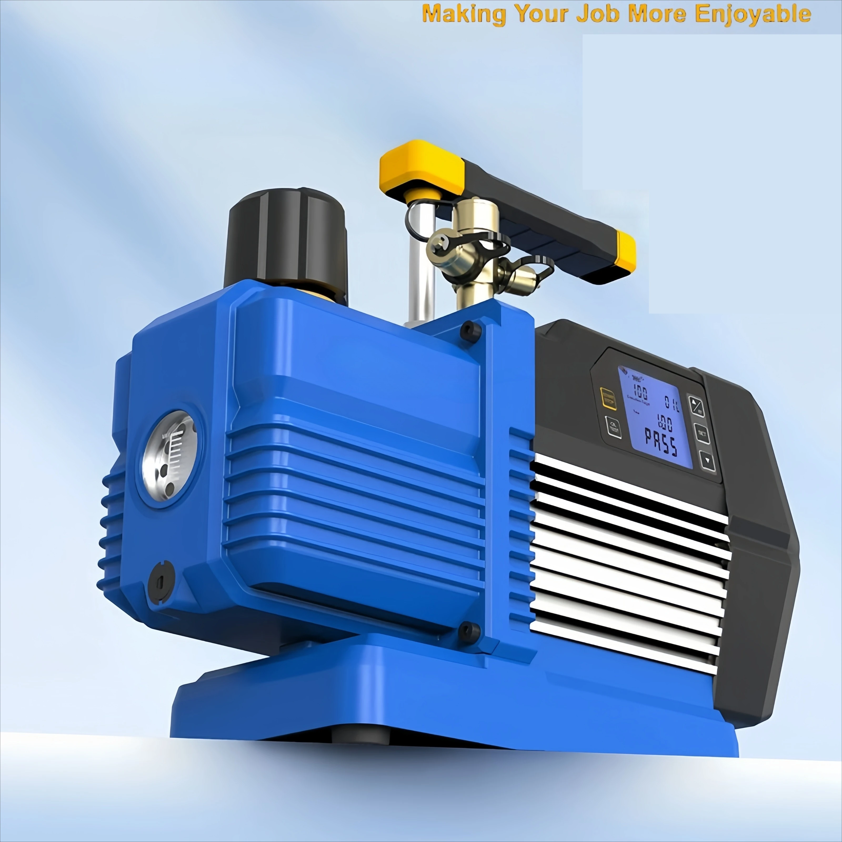VP8DSV Smart Dual - Stage Refrigeration Vacuum Pump 220V 3/4HP 226L/min Mobile - Operated With  Vacuum Gauge