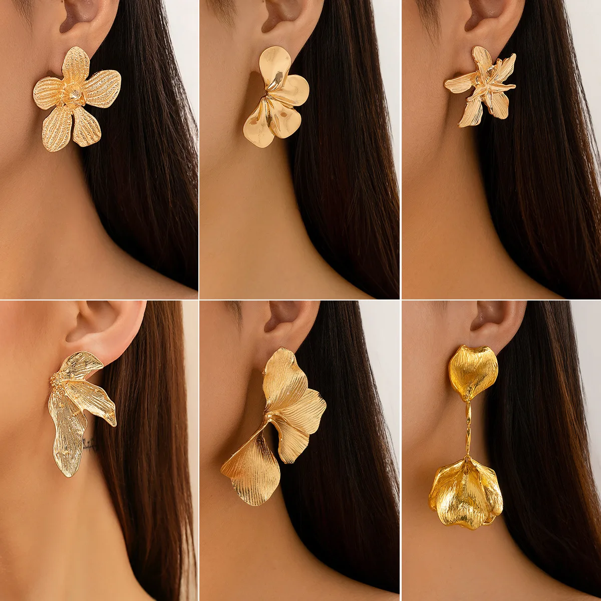 Minimalist Leaf Earrings Vintage Tree Design Simple Cold Style Floral Studs for Women Metal Alloy