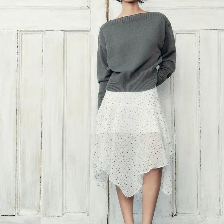 

Модный универсальный утягивающий вязаный свитер на одно плечо Pure Desire Lazy Sle, свободный крой, повседневный, из полиэфирного волокна