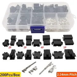 JST SM/Dupont Jumper Wire Connector Kit, 200Pcs, 2.54mm Pitch, 2, 3, 4, 5Pin, Male, Female Housing, Pin Header, CriAJTerminal Adapter