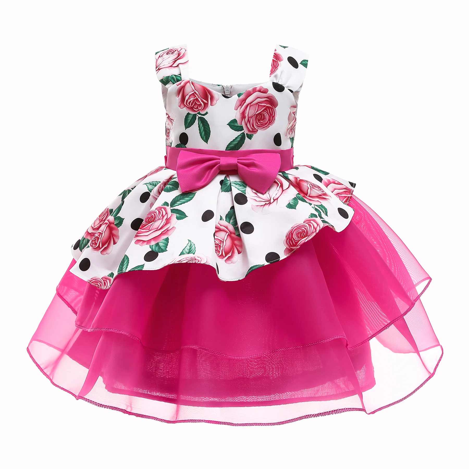 

3-6-8-10T new children's clothing rose stitching princess dress party skirt children's Christmas birthday wedding party children