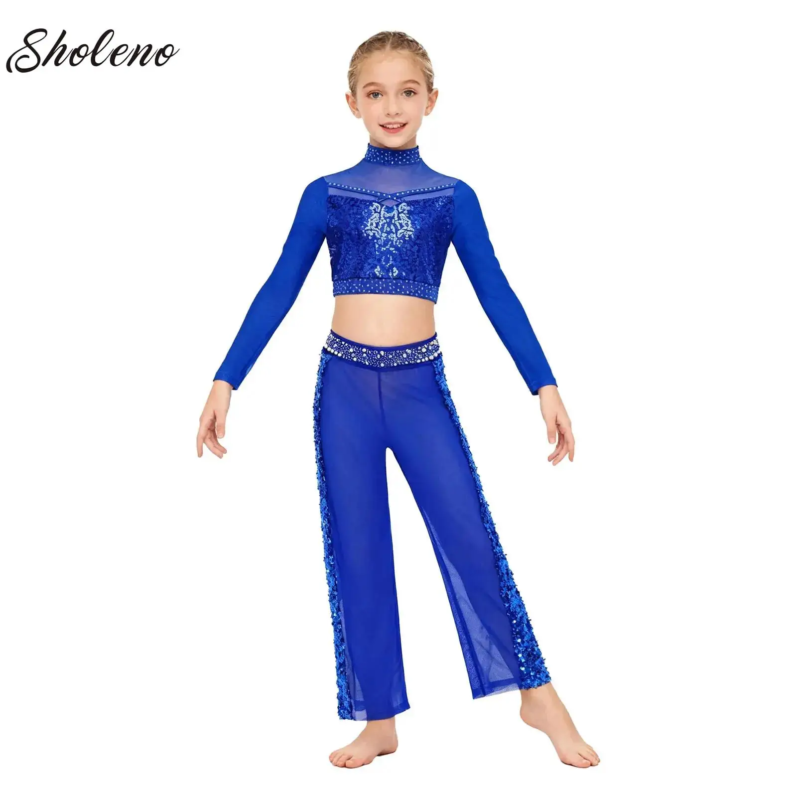 

Детские комплекты для балета и танцев с блестками для девочек, гимнастический костюм для лирического танца, наряды для современного латинского джаза, танцевального выступления на сцене