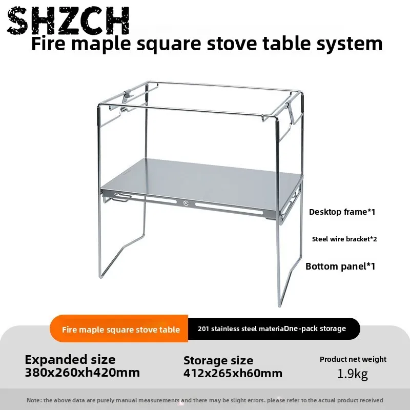 Square Stove Table System Stainless Steel Modular Folding Combination Table Outdoor Camping Table