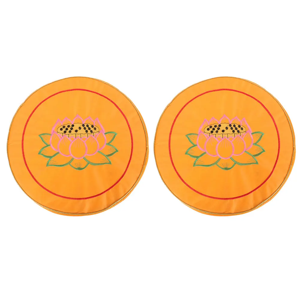 

2pcs Round Hall Worship Lotus Flower Print Comfortable Seat For Home Bedroom Floor Mat Pad