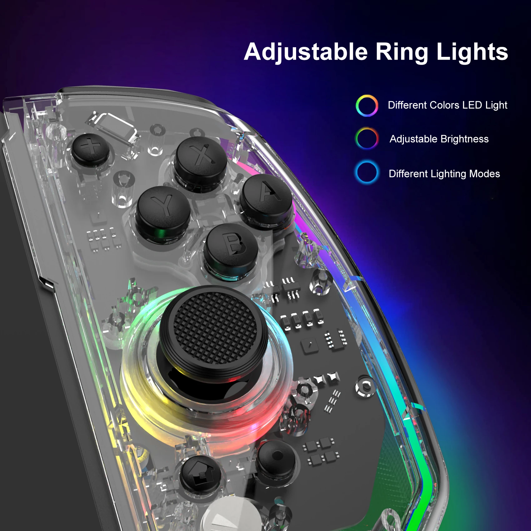 Linyuvo ks43 transparentes Gamepad für Nintendo Switch/oled/Lite Konsole, Gaming Switch Pro Controller Spiele Griff Metall Joystick