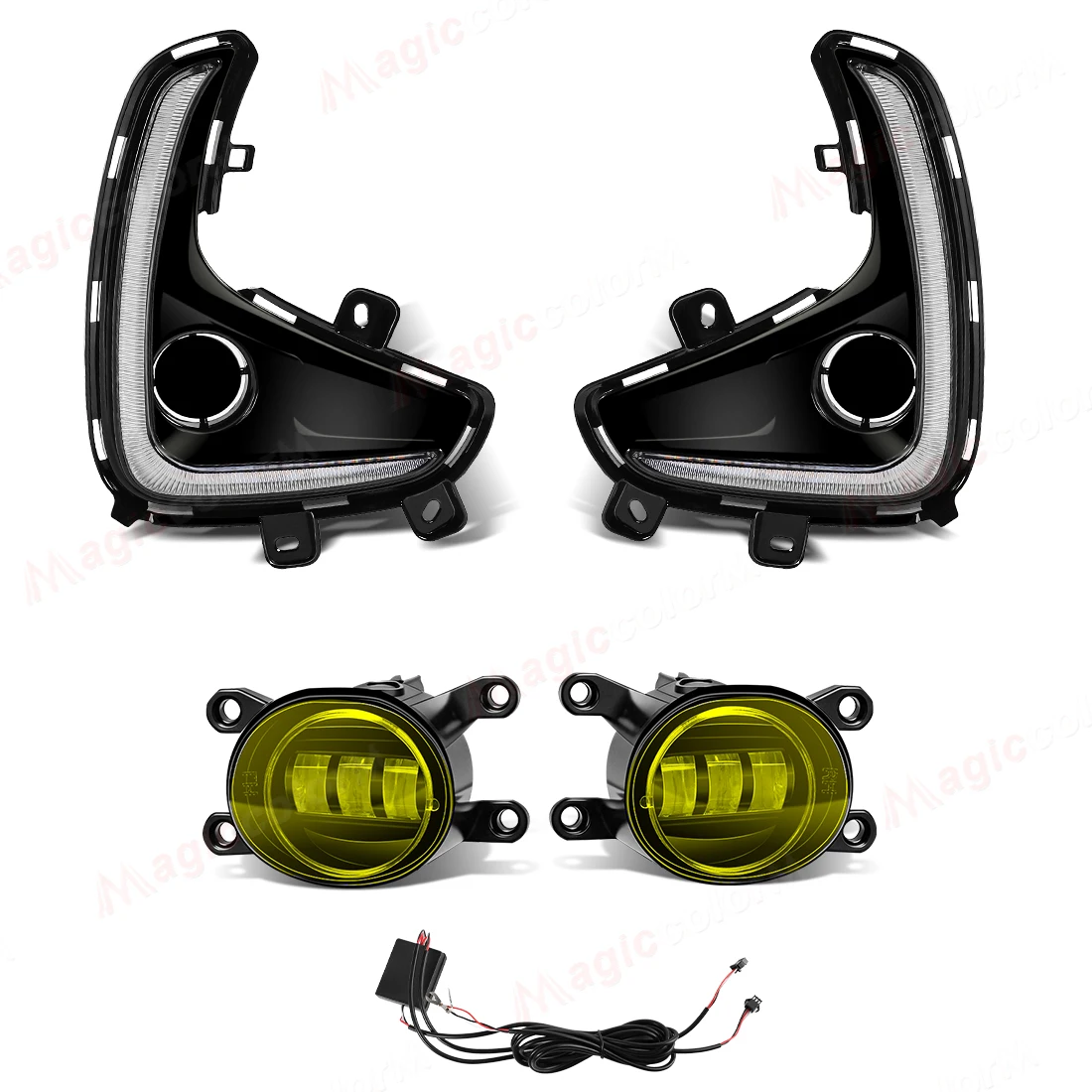 Car LED Daytime Running Light For Toyota Yaris Vios 2020 2021 2022 Fog Light Dynamic Turn Signal Lamp Yellow White Headlight 12V