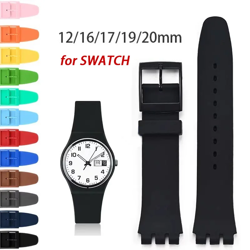 Silicone Watch Band 12mm 16mm 17mm 19mm 20mm for Swatch Waterproof Colorful Rubber Strap Men Women Sport Bracelet Accessories