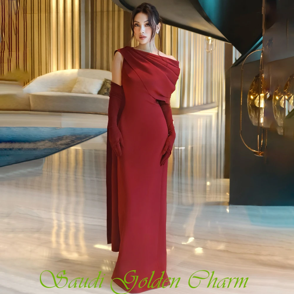 تخصيص بسيط الأحمر جيرسي مساء اللباس الأنيق مغرفة قبالة الكتف فساتين المشاهير لينة مستقيم الاجتياح قطار حزب اللباس #4