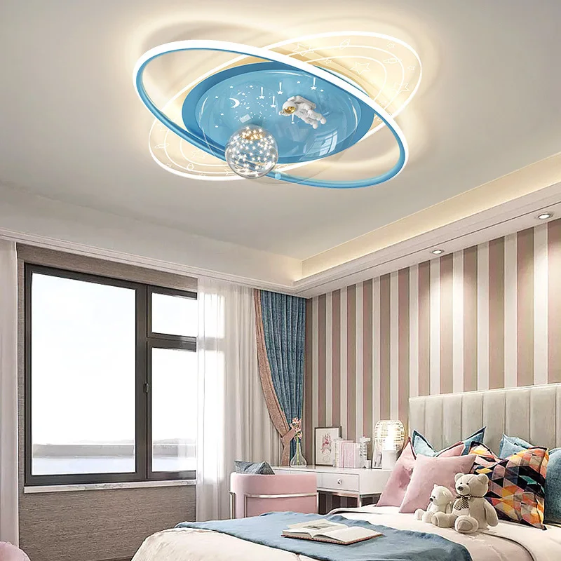 Children's Room Ceiling Light Nordic Creative Planet Cartoon Astronaut Simple Modern Bedroom Light Fixtures For Boys And Girls